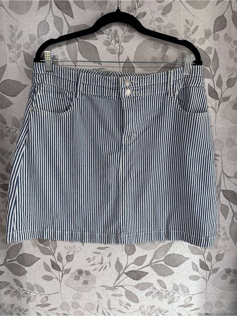 Maurices Blue and White Striped Mini Skirt